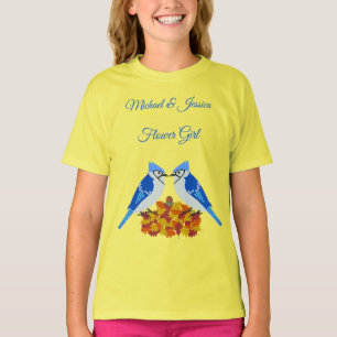 Kissing Blue Jays Fall Wedding Custom Flower Girl T-Shirt