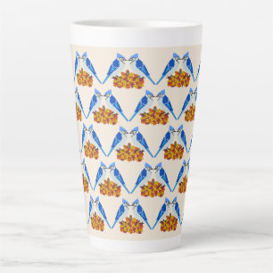 Kissing Blue Jays Fall Wedding Patterned Latte Mug