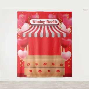 Kissing Booth Valentine Day Love Backdrop Tapestry