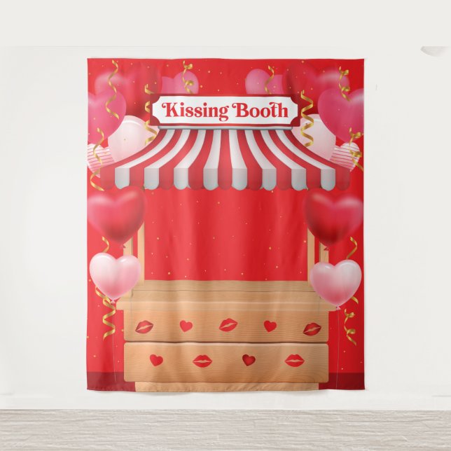 Kissing Booth Valentine Day Love Backdrop Tapestry (Front)