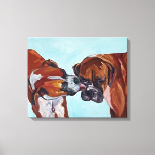 Kissing Boxers Art Portrait Canvas Print