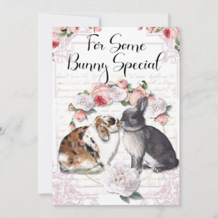 Kissing Bunnies, Bunny Rabbit, Easter, Valentines Holiday Card
