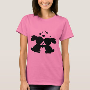 Kissing Bunnies with hearts shirt