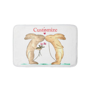 Kissing Bunny Couple Thunder_Cove Bath Mat
