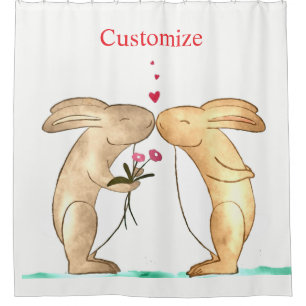 Kissing Bunny Couple Thunder_Cove Shower Curtain