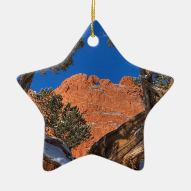 Kissing Camels Framed by Tree 01 Ceramic Tree Decoration (Front)