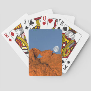 Kissing Camels Rock Formation with Full Moon Playing Cards