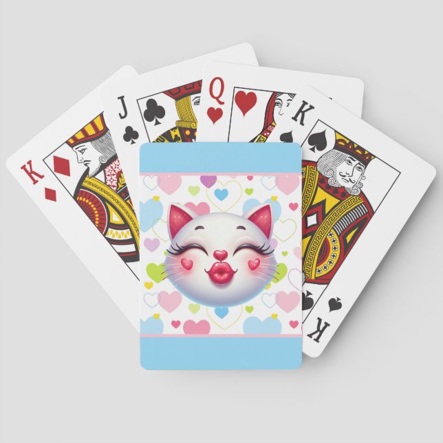 Kissing Cat Face Playing Cards (Back)