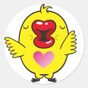 kissing chick classic round sticker