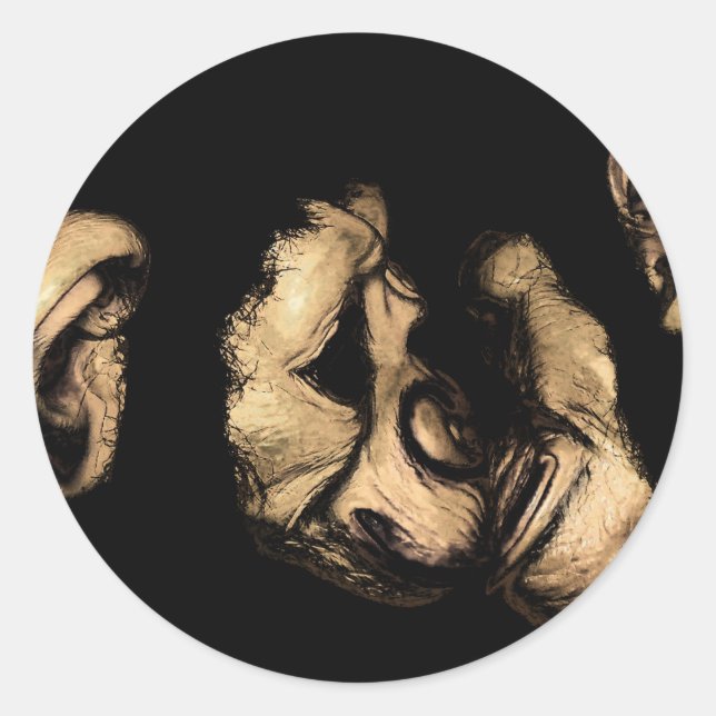 kissing chimps classic round sticker (Front)