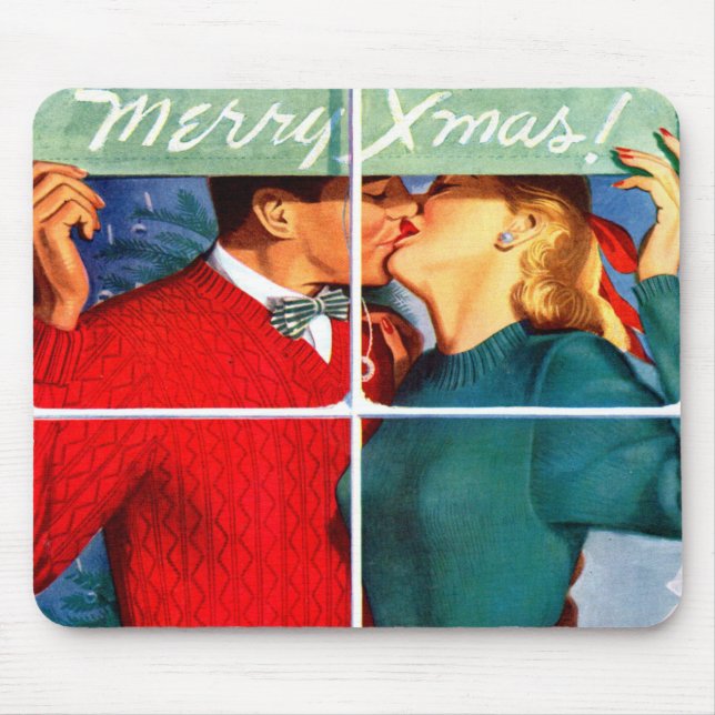 Kissing Christmas Mouse Mat (Front)