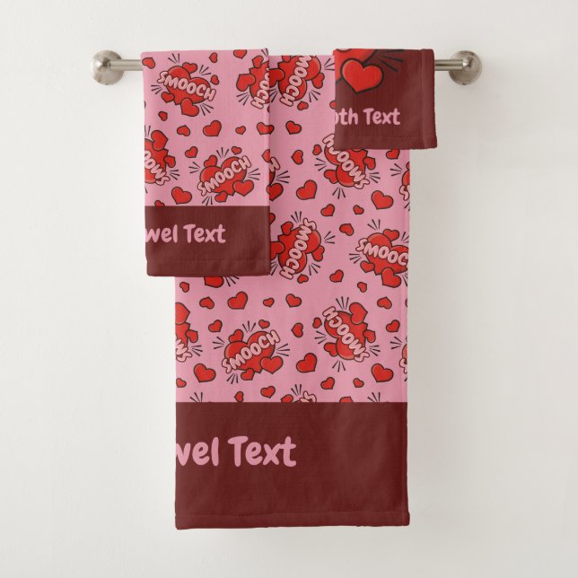 Kissing Comic Sound Effect Bath Towel Set (Insitu)