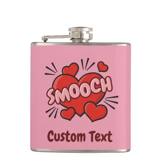 Kissing Comic Sound Effect Hip Flask (Front)