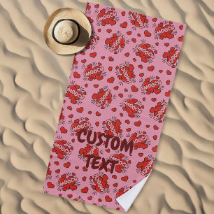 Kissing Comic Sound Effect Pattern Beach Towel