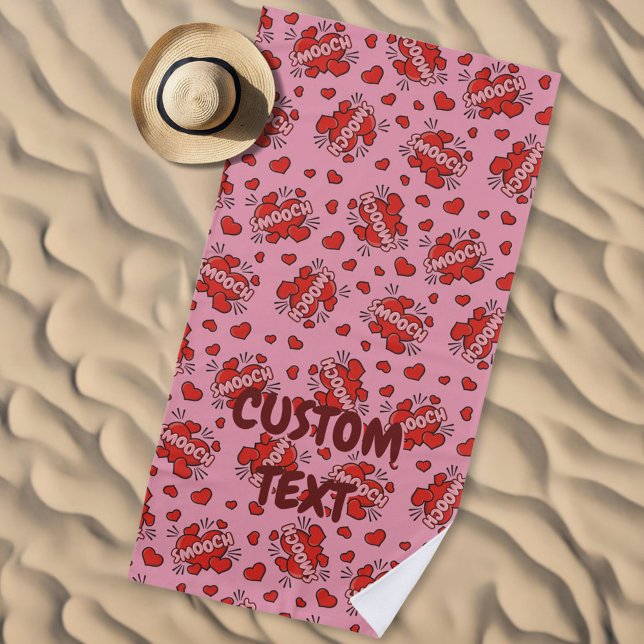 Kissing Comic Sound Effect Pattern Beach Towel (Creator Uploaded)