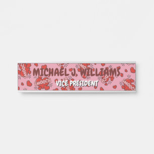 Kissing Comic Sound Effect Pattern Door Sign
