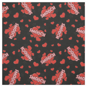 Kissing Comic Sound Effect Pattern Fabric