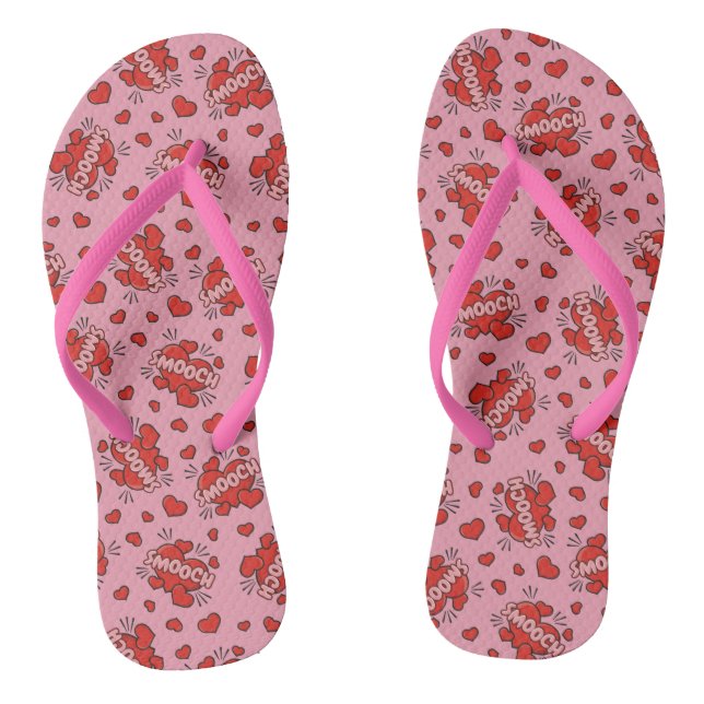 Kissing Comic Sound Effect Pattern Flip Flops (Footbed)
