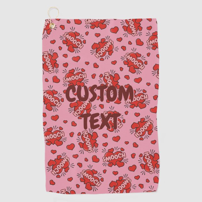 Kissing Comic Sound Effect Pattern Golf Towel (Front)