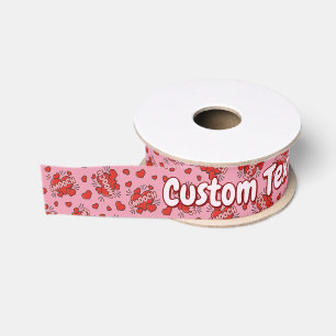 Kissing Comic Sound Effect Pattern Grosgrain Ribbon
