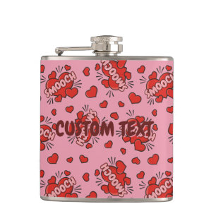 Kissing Comic Sound Effect Pattern Hip Flask