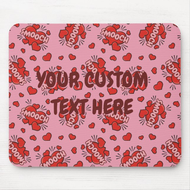 Kissing Comic Sound Effect Pattern Mouse Mat (Front)