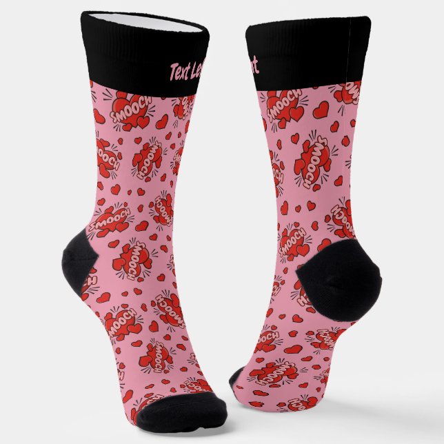 Kissing Comic Sound Effect Pattern Socks (Angled)
