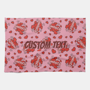 Kissing Comic Sound Effect Pattern Tea Towel