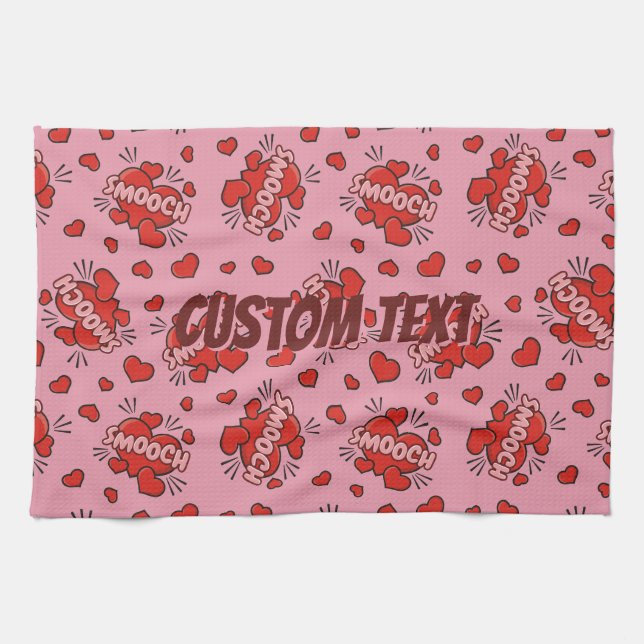 Kissing Comic Sound Effect Pattern Tea Towel (Horizontal)