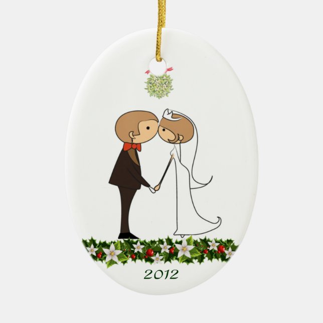Kissing Couple Ceramic Tree Decoration (Front)