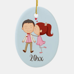 Kissing Couple Customisable Ceramic Ornament