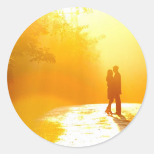 Kissing Couple in the Sunlight Classic Round Sticker