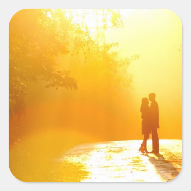 Kissing Couple in the Sunlight Square Sticker (Front)