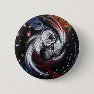 Kissing couple love surreal art Button