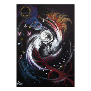 Kissing couple love surreal art Photo print