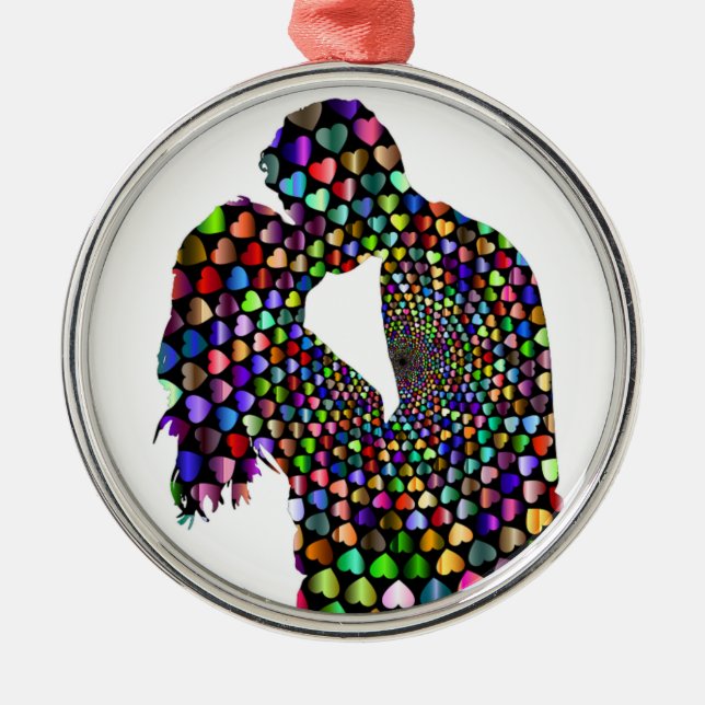 KISSING COUPLE METAL TREE DECORATION (Front)