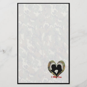 Kissing Couple Silhouette "I Miss You" Stationery