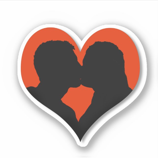 Kissing Couple Silhouette on Red Heart (Front)