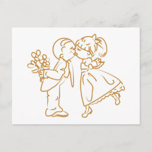 Kissing Couple Sketch Postcard