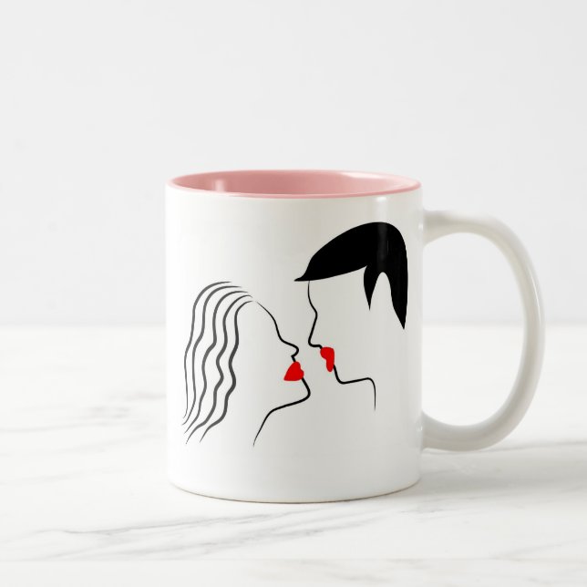 Kissing Couple Two-Tone Coffee Mug (Right)