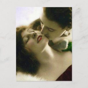 Kissing Couple Vintage Postcard