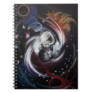 Kissing couple Yin Yang Love Surreal drawing art Notebook