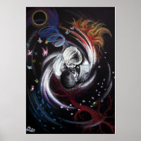 Kissing couple Yin Yang Love Surreal drawing art