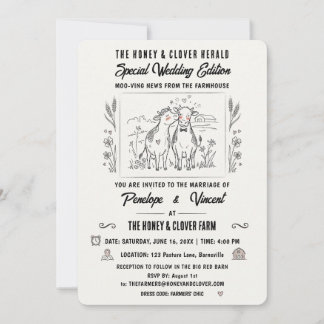 Kissing Cows Country Wedding Invitation