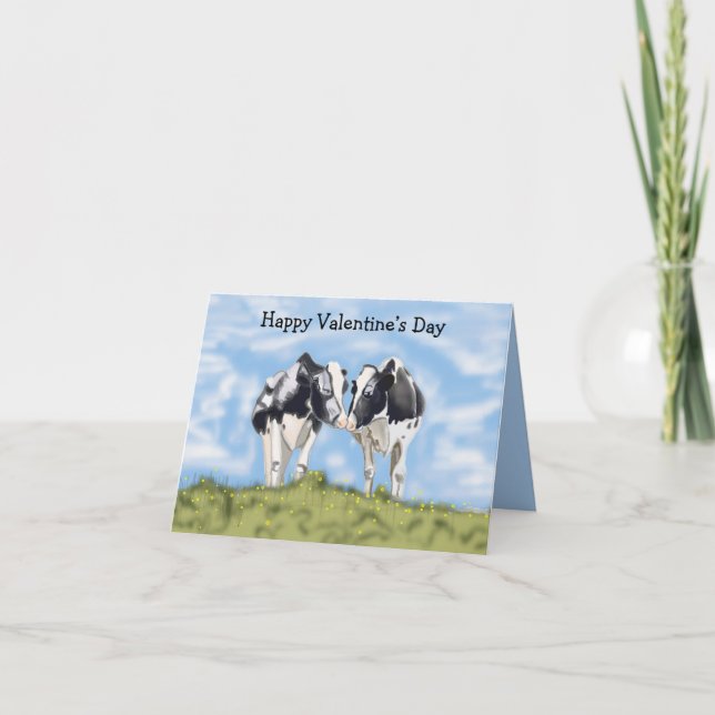 Kissing Cows editable Valentine’s Card (Front)