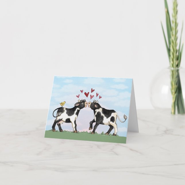 Kissing Cows - Valentine Card (Front)