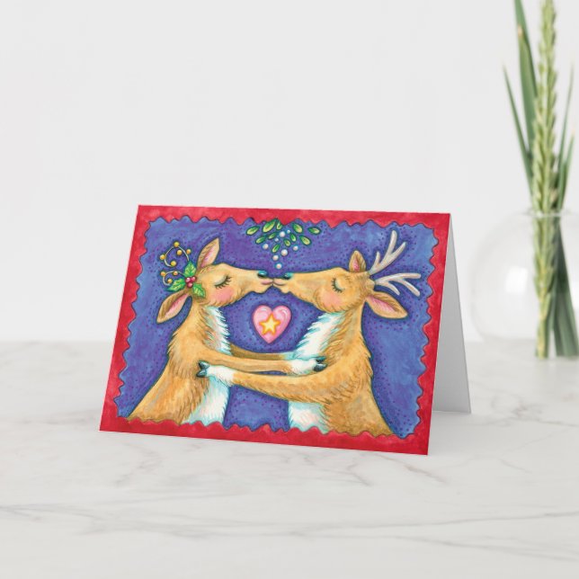 Kissing Deer Holiday Card (Front)