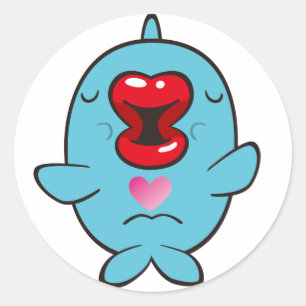 kissing dolphin classic round sticker