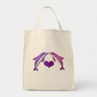 Kissing Dolphins Grocery Bag