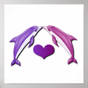 Kissing Dolphins Poster Print